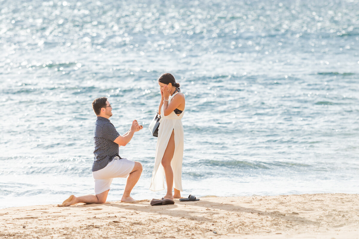 Late Afternoon Surprise Proposal - man down on One Knee