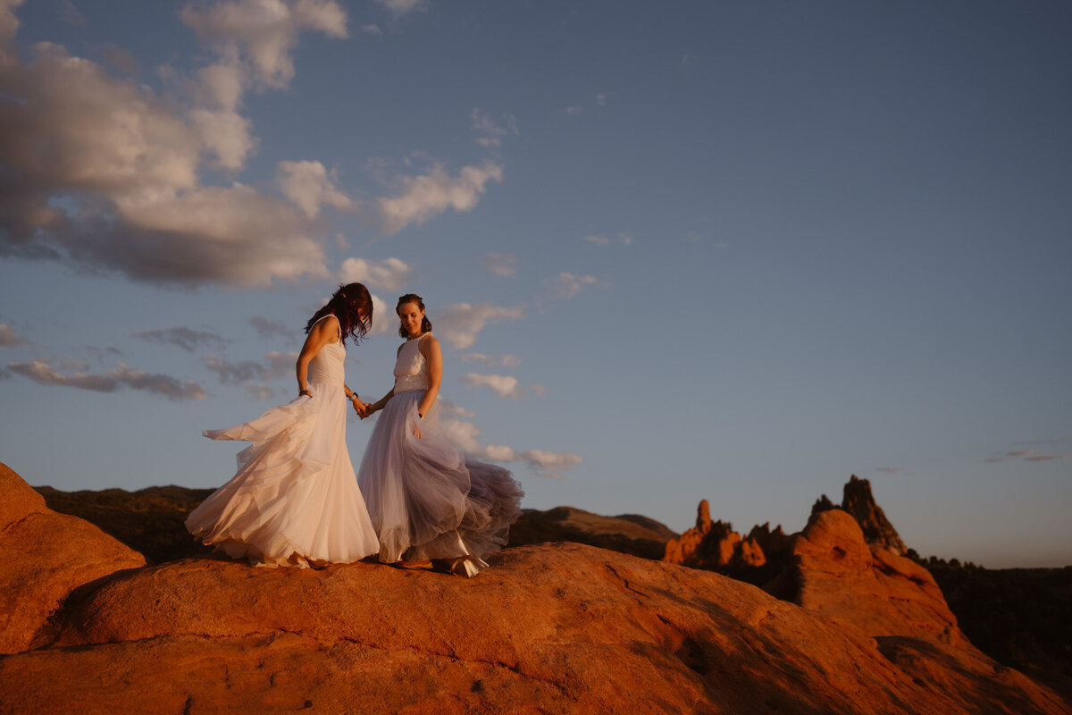 High Point elopement in Garden of the Gods at sunrise