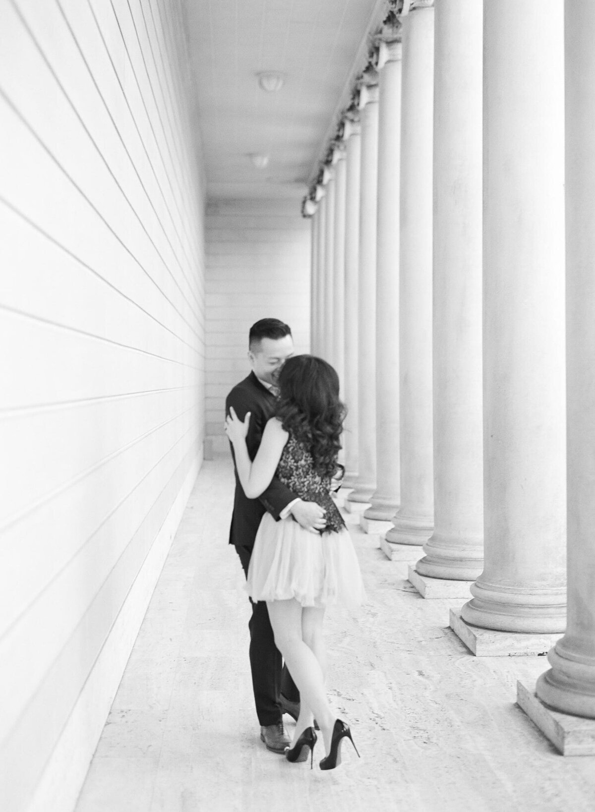 Grayscale engagement photography in San Francisco, California by Robin Jolin.
