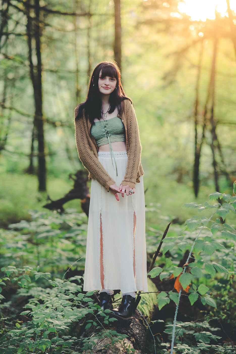 senior girl in forest