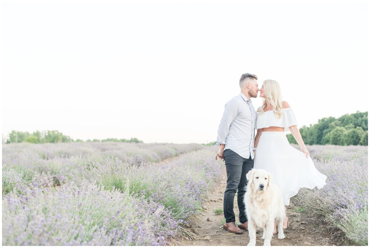 Light-and-Airy-Ottawa-Wedding-Photographer-Romantic-Lavender-Field-Engagement-La-Maison-Lavende-with-Dog