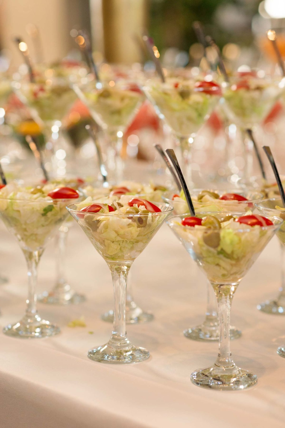 hors d'oeuvres in martini glasses at Hempstead House