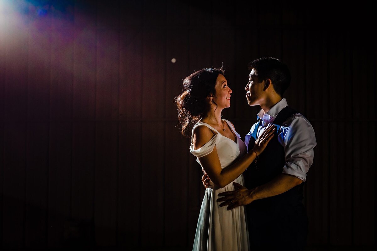 A night wedding portrait at the Haight in Elgin.