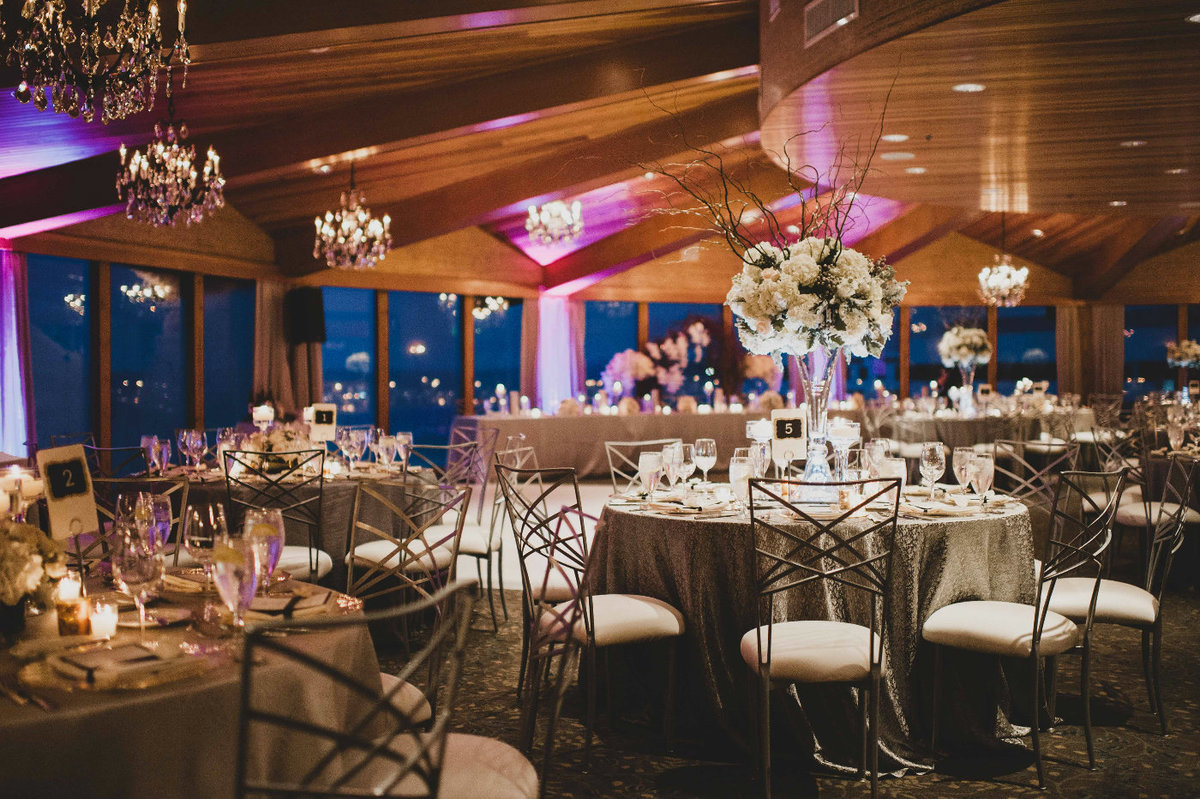 White and grey winter wedding at Edgewater Hotel floral by Flora Nova Design.