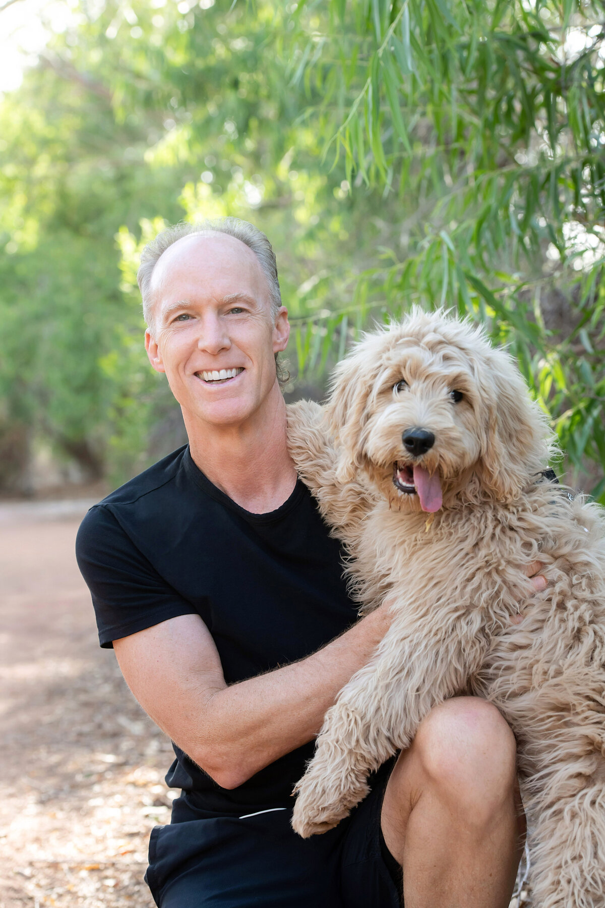 male fitness portrait  with dog