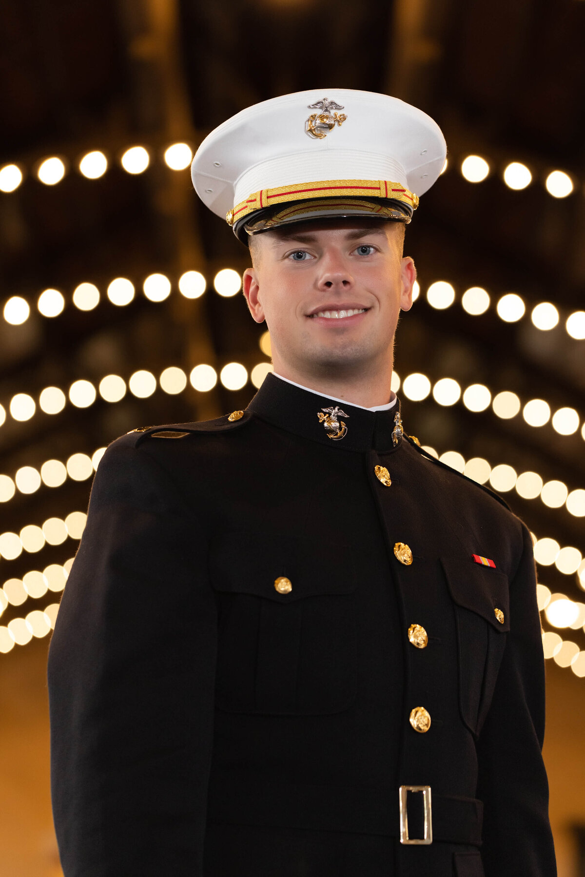 Senior photos in Dhalgren Lights at the Naval Academy.