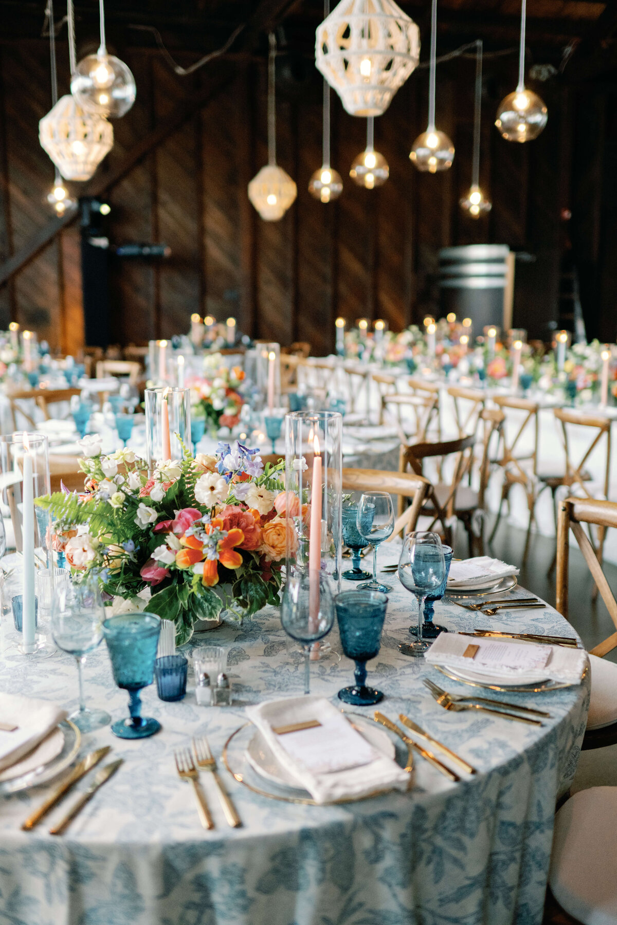 Table details of vineyard wedding
