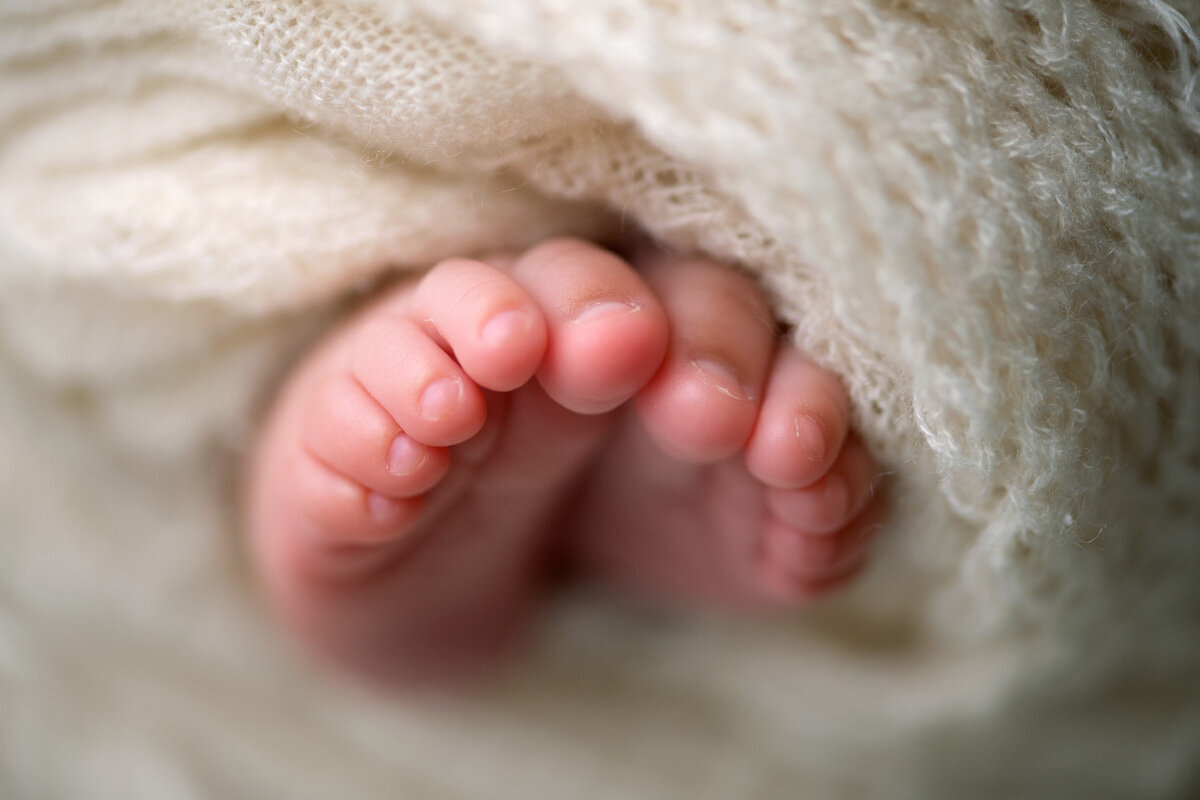 Newborn session of baby feet