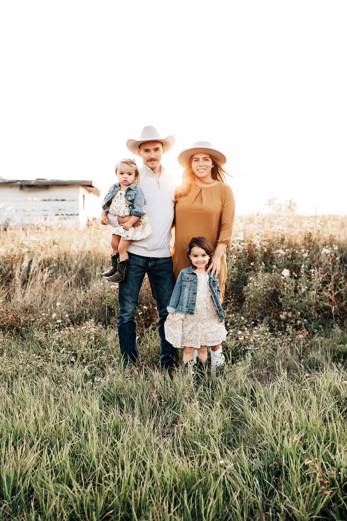cowboy family at sunset session