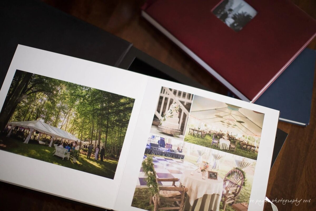 Wedding photos laid out in an album