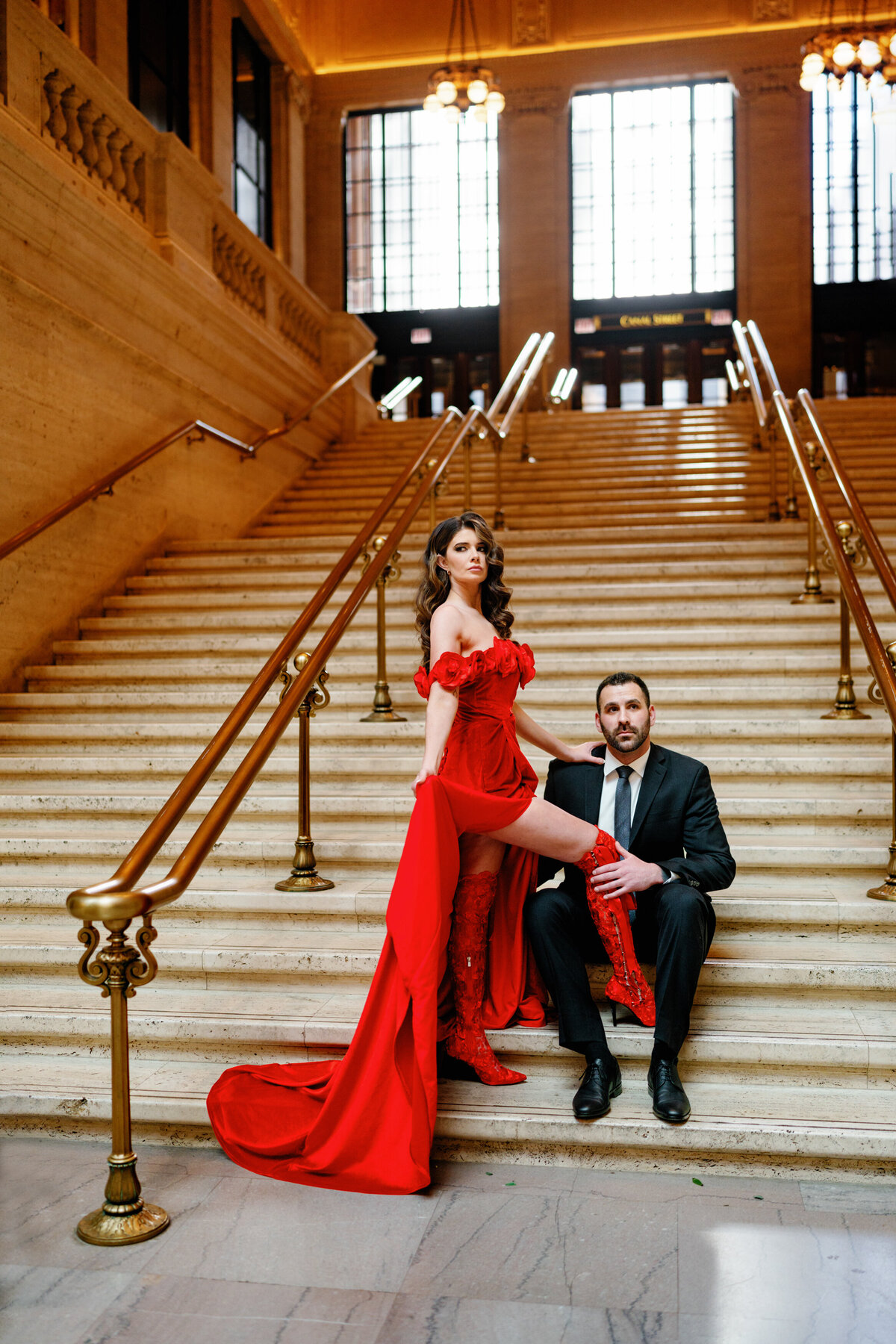 Aspen-Avenue-Chicago-Wedding-Photographer-Union-Station-Chicago-Theater-Engagement-Session-Timeless-Romantic-Red-Dress-Editorial-Stemming-From-Love-Bry-Jean-Artistry-The-Bridal-Collective-True-to-color-Luxury-FAV-19