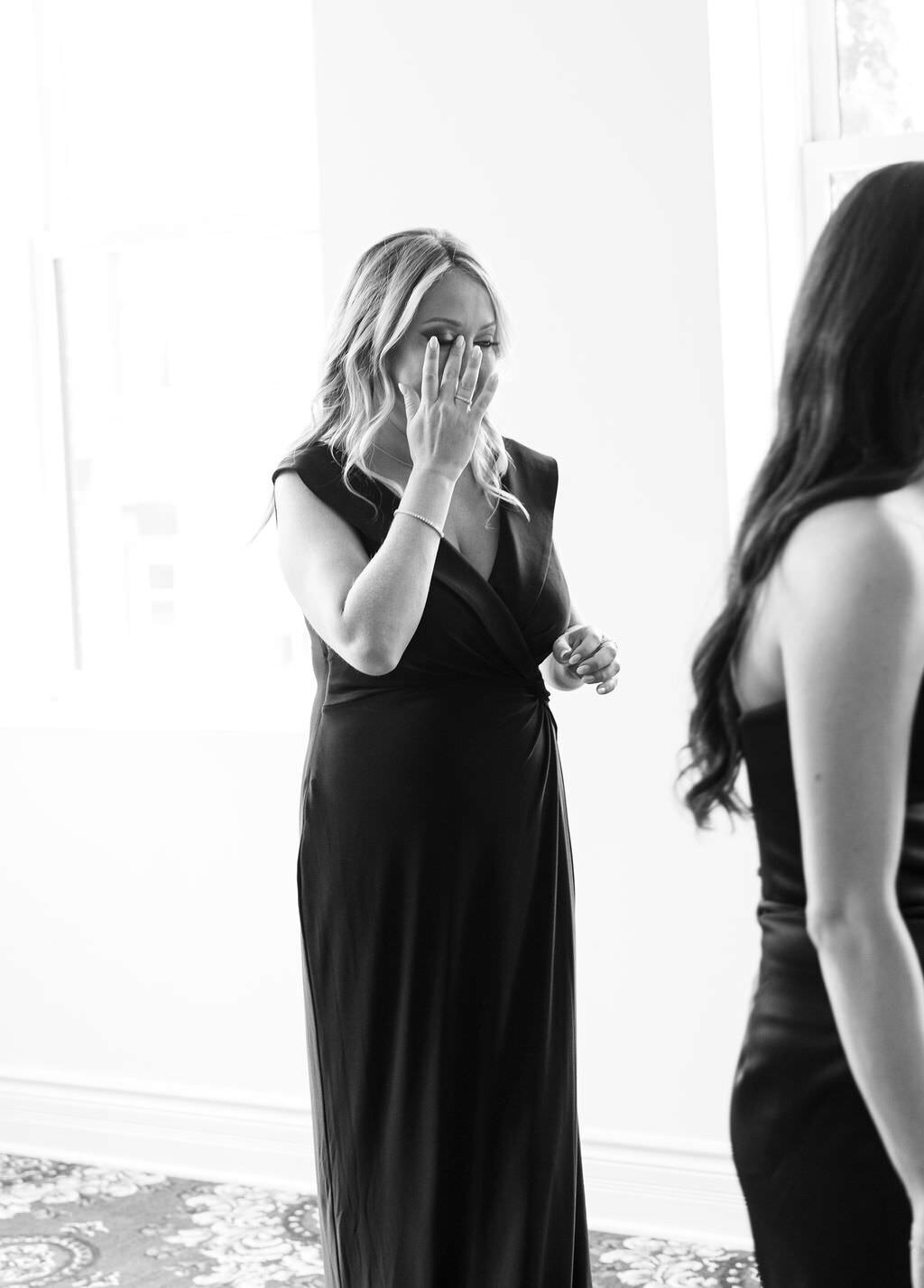 First look with bride at Maison Principale Luxury Montreal wedding | luxury moment photography