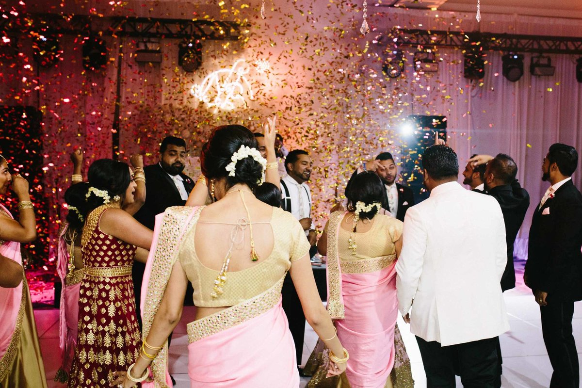 Wedding reception dance floor glitter bomb