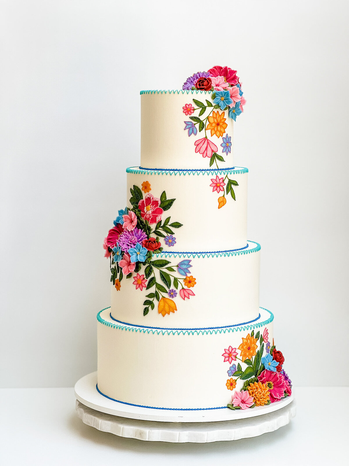 buttercream embroidery wedding cake