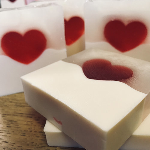 melt and pour soap heart loaf