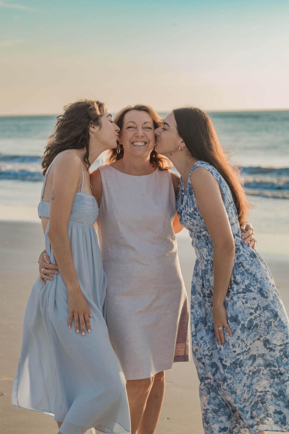 Sunrise photos with mom and daughters at Jacksonville Beach by Phavy Photography