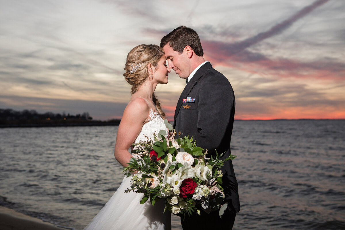 Chesapeake Bay Beach Club wedding sunset photo by Annapolis photographer, Christa Rae Photography
