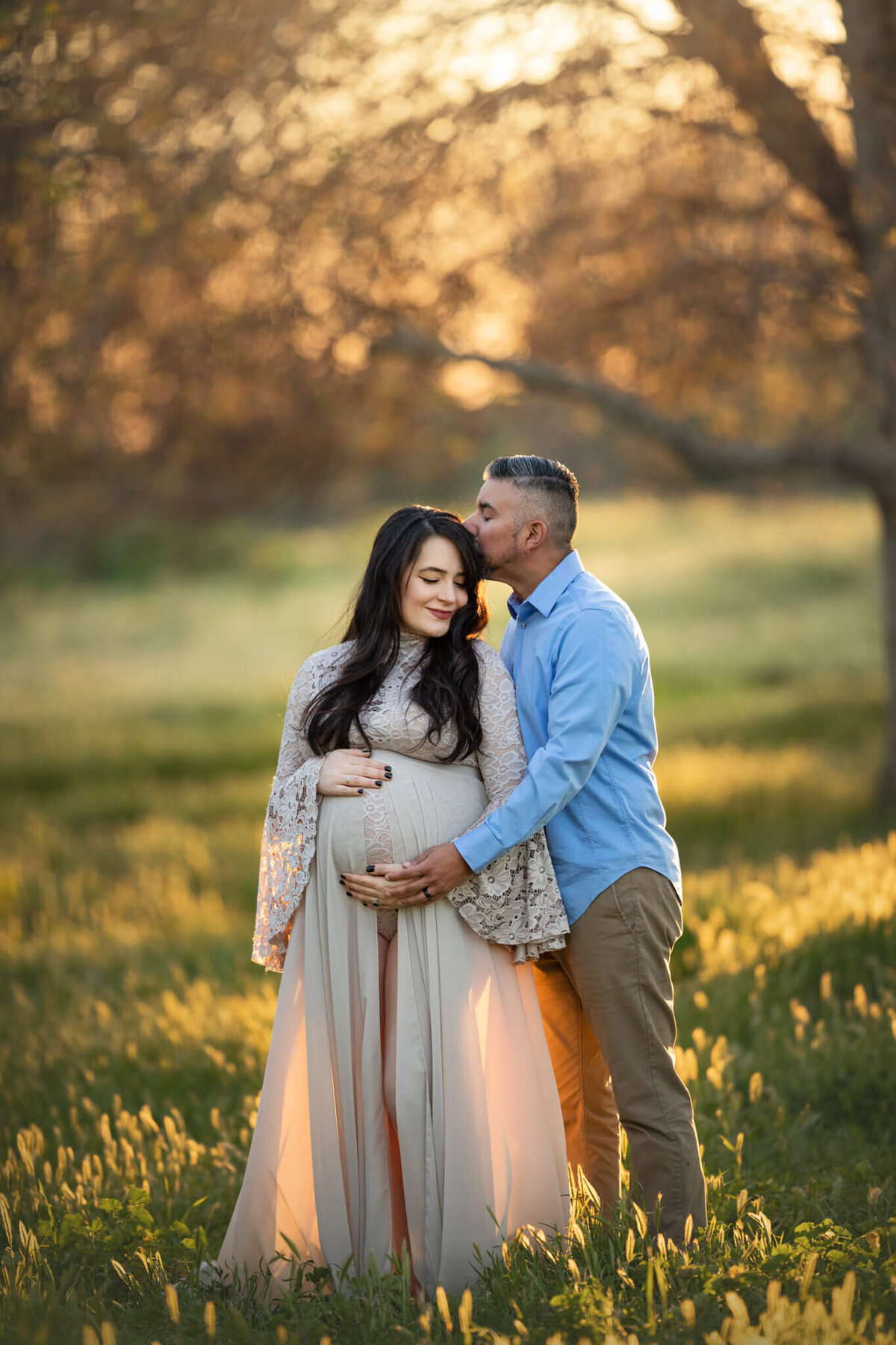 New mom and dad to be at sunset in photoshoot with Elsie Rose Photography