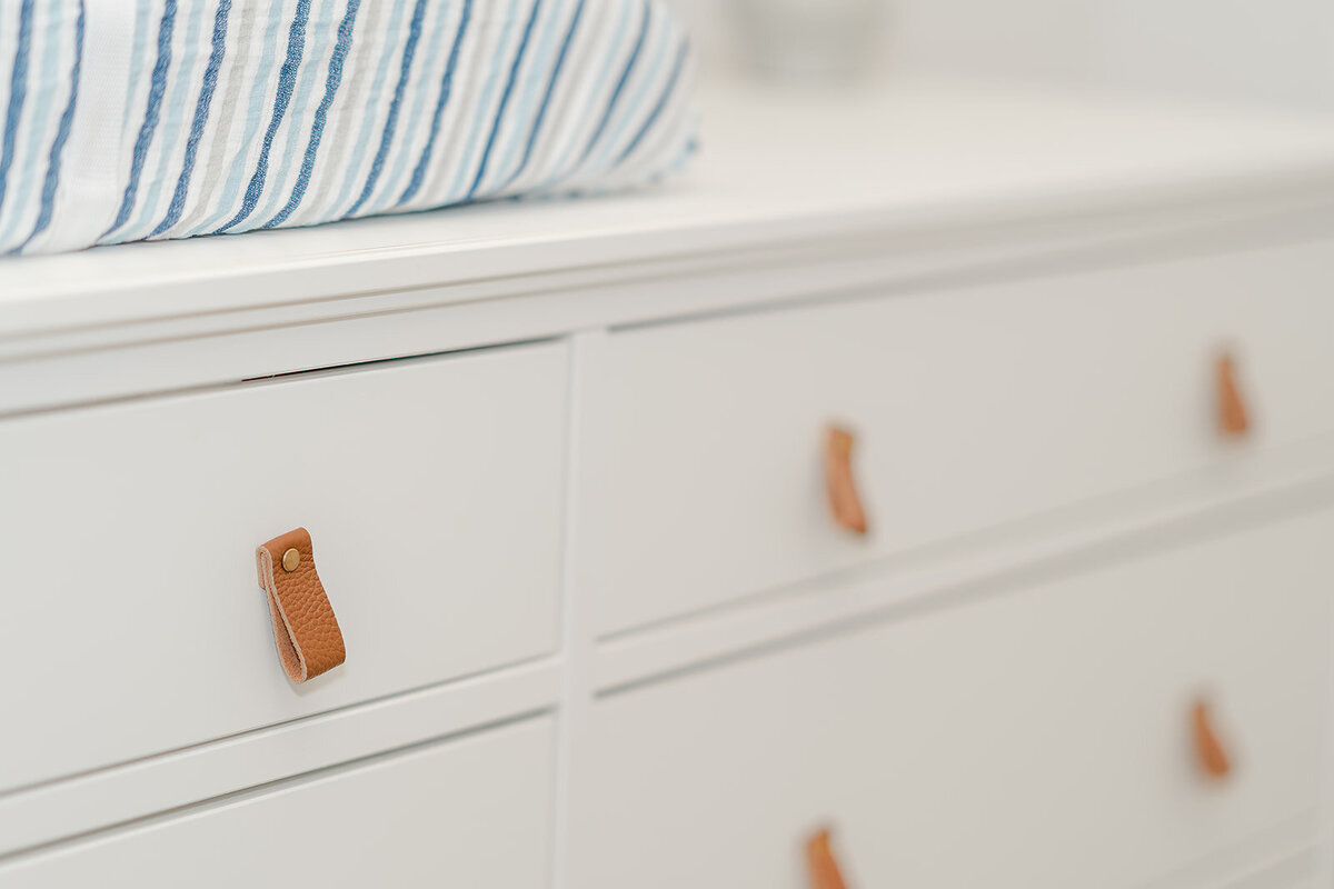 Leather drawer pull, taken by product photographer in Alexandria, Virginia
