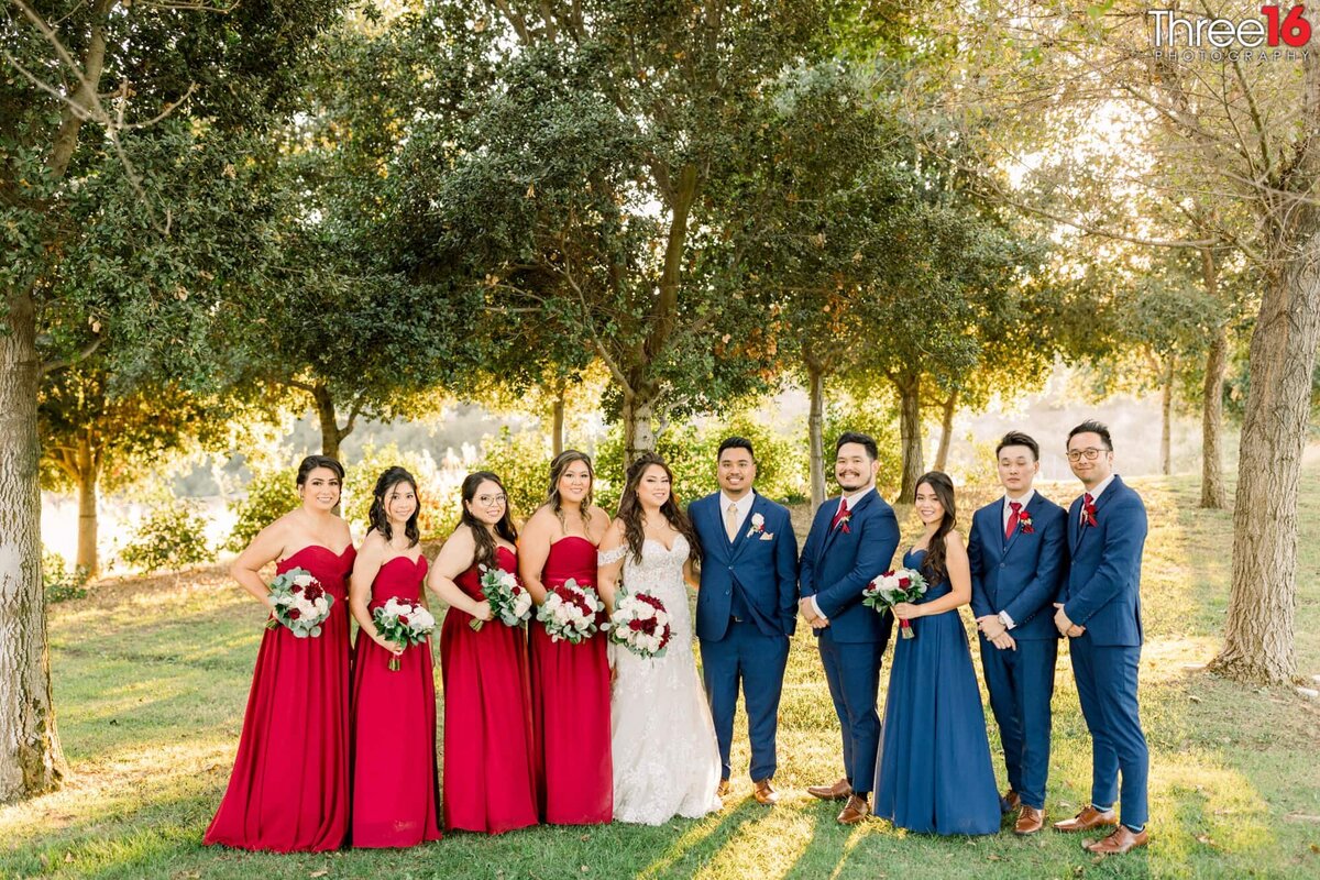 Bride and Groom pose with their wedding party