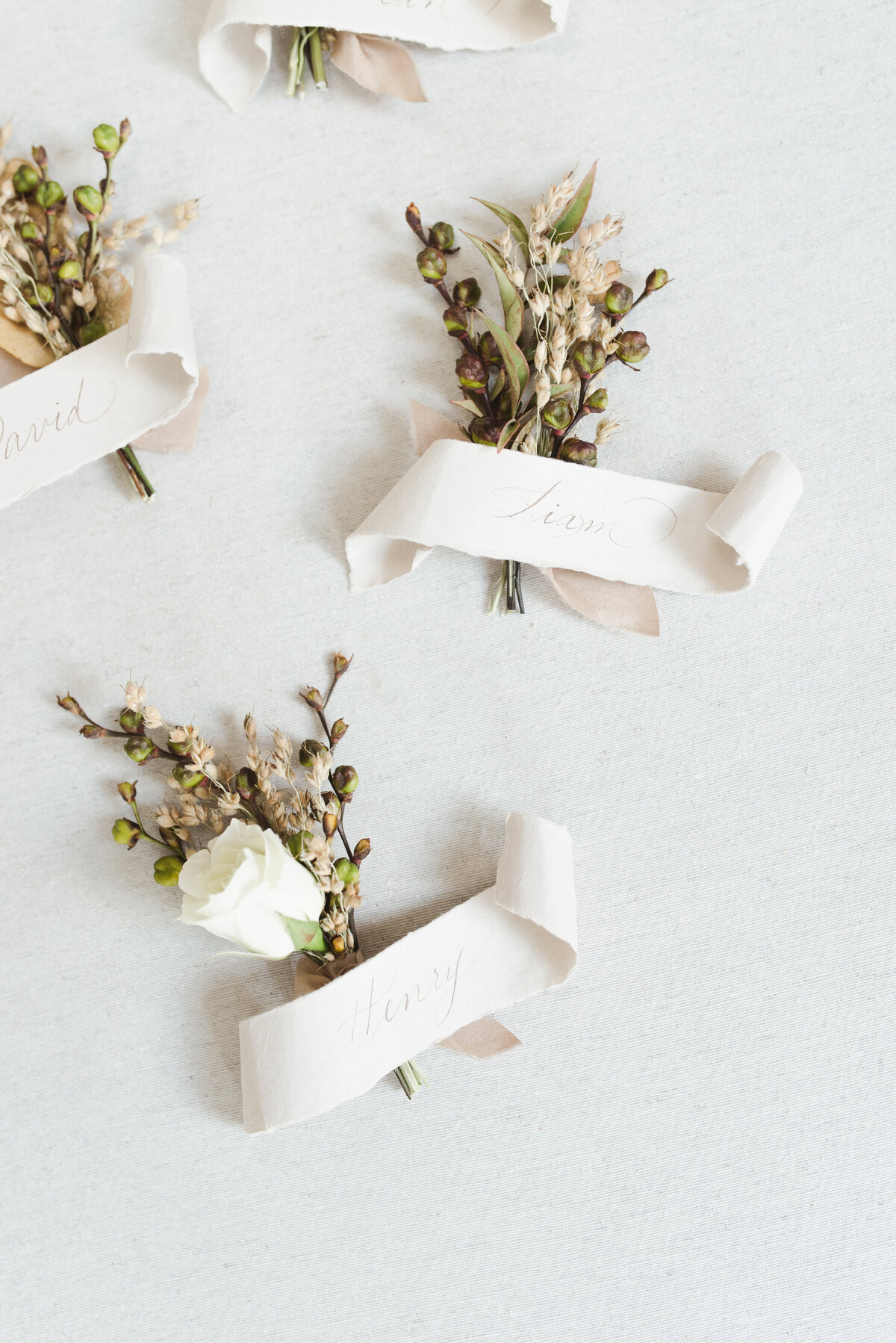 Scroll Place Cards with Calligraphy