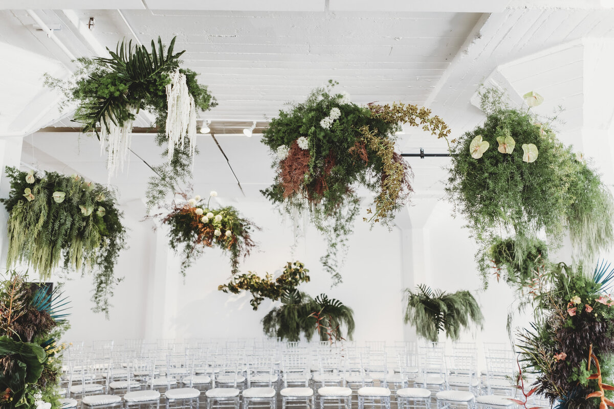 Faye Fern Creative | Luxury Wedding Design, Planning + Production | Los Angeles, California Wedding | Hudson Loft  | Ceremony | Hanging Florals