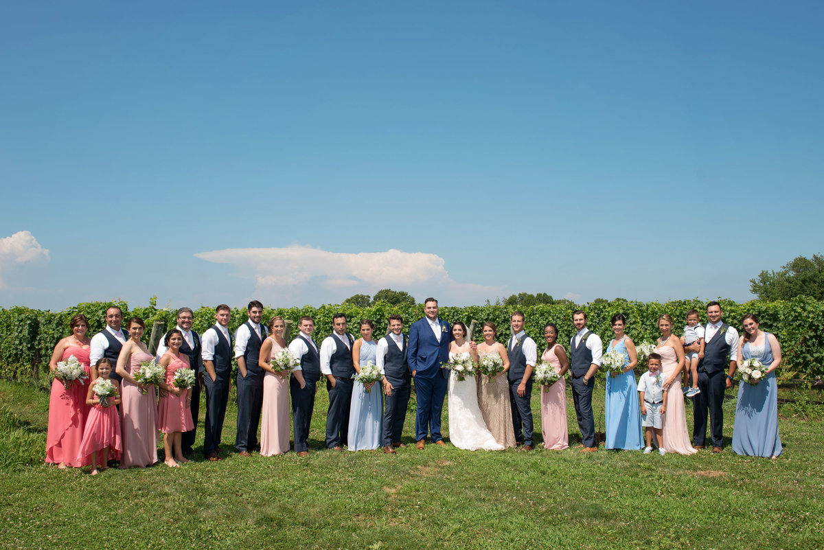 Bridal party photo at Duckwalk Vineyards