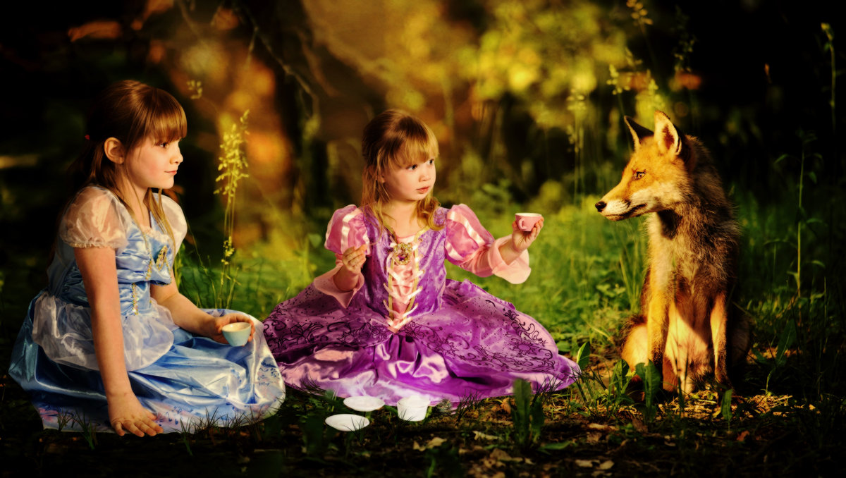 Fantasy with a fox and girls