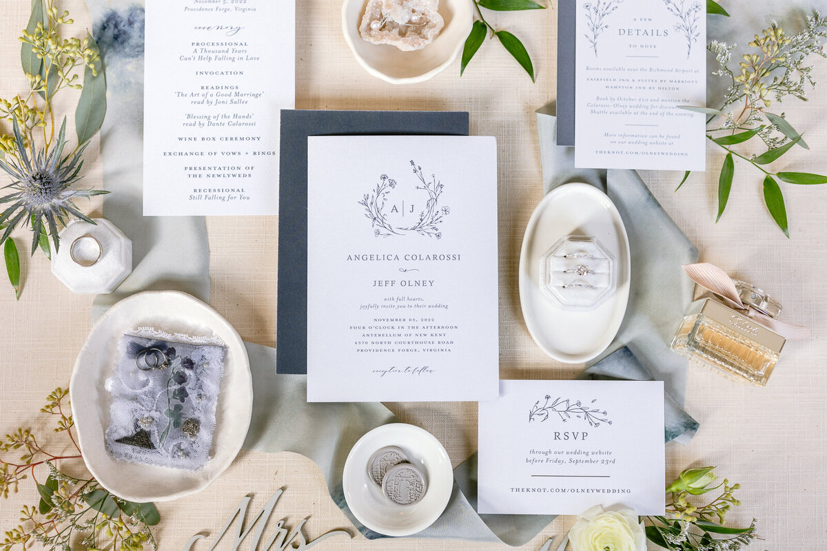 Wedding Photography, wedding invitations are laid our on a table