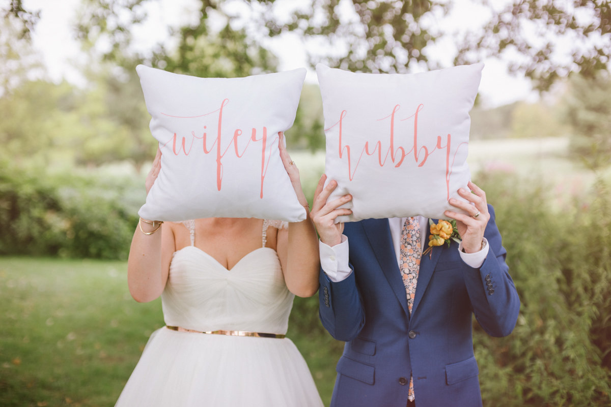 Hubby and Wifey wedding pillows
