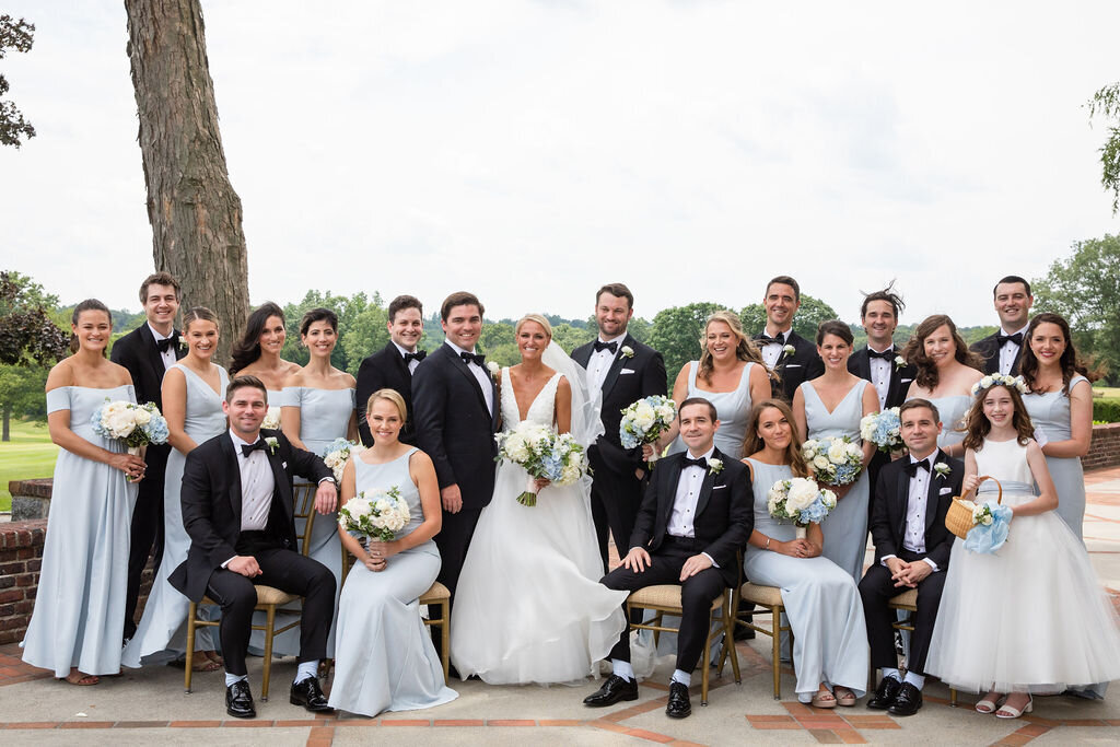 navy and pastel blue wedding party