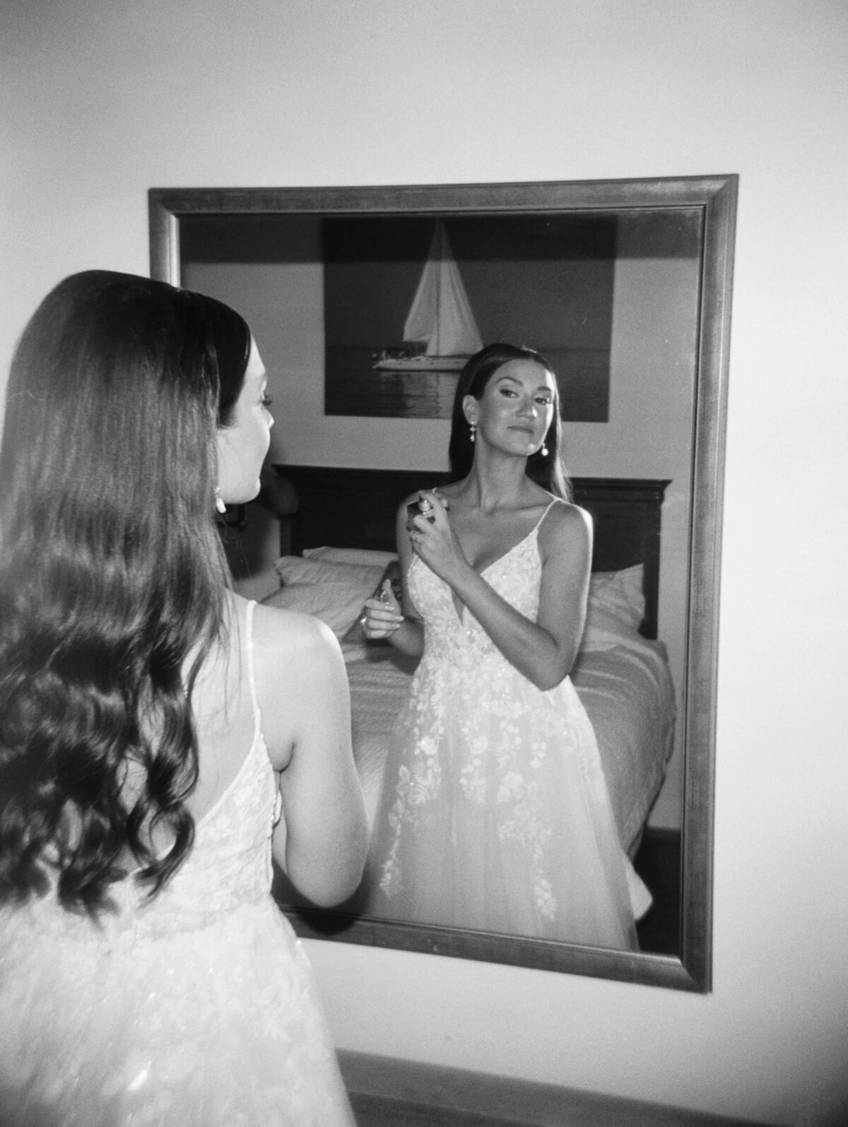 Bride getting ready for wedding at Oak Island Resort, Nova Scotia