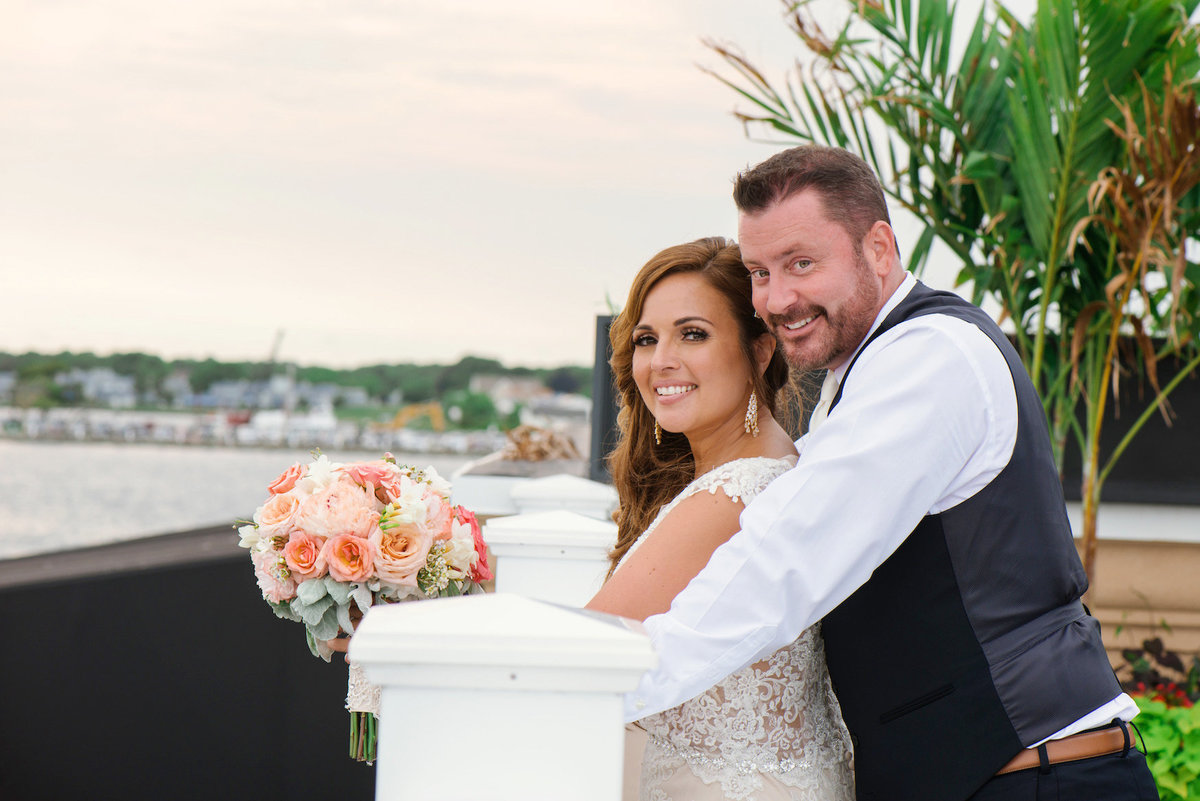 photo of bride and groom from wedding at Lombardi's on the Bay