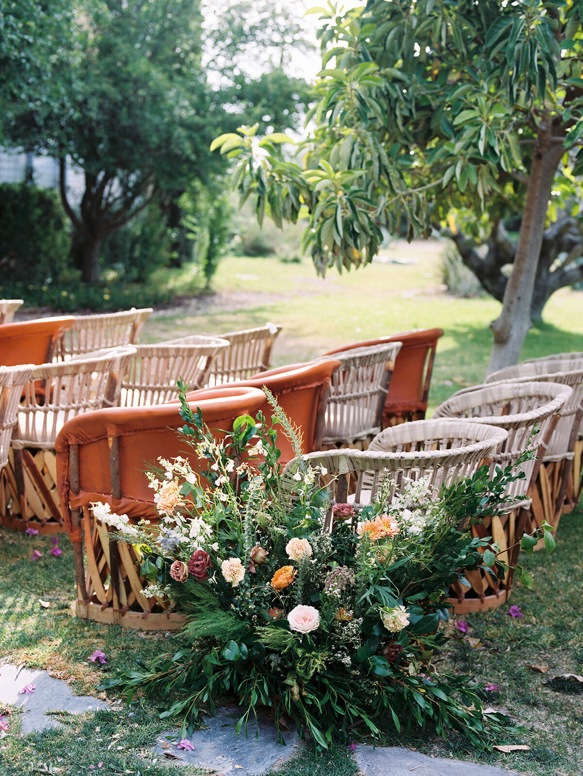 rattan ceremony chairs for mexico destination wedding