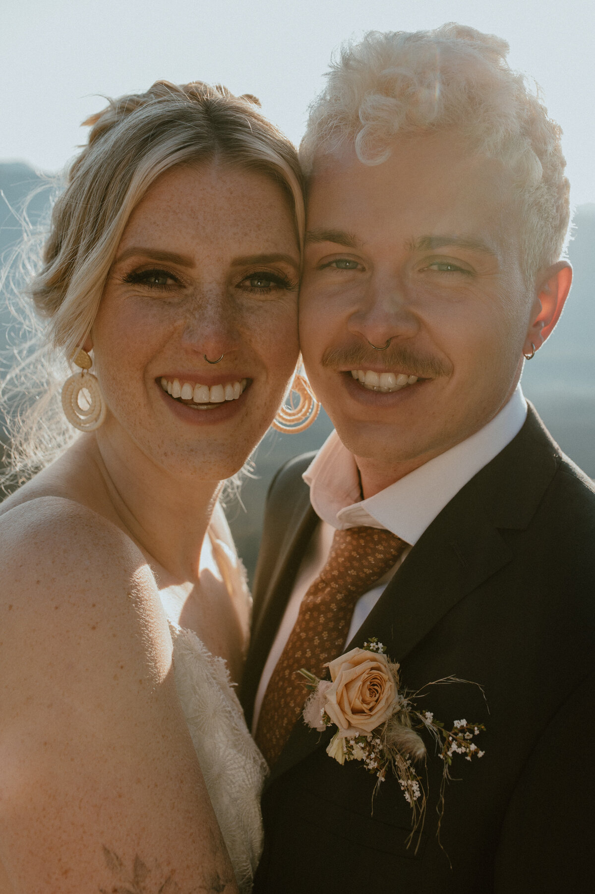 just married elopement couple in Banff, AB