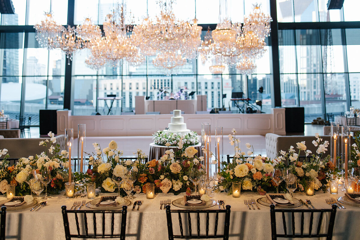 wedding reception with views of downtown Nashville