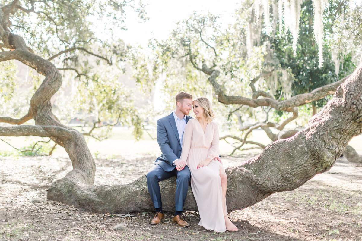 Engaged couple share moment in Charleston, South Carolina.