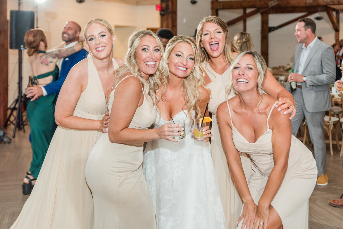 bride and bridesmaids at reception
