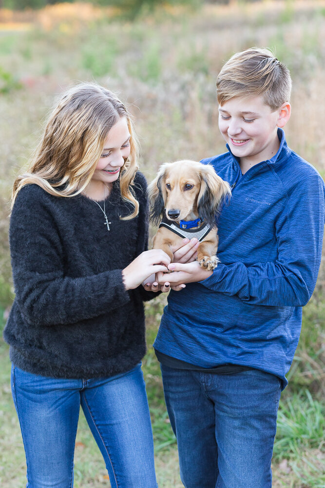 Family Photo Session with a dog in  Wake Forest, NC
