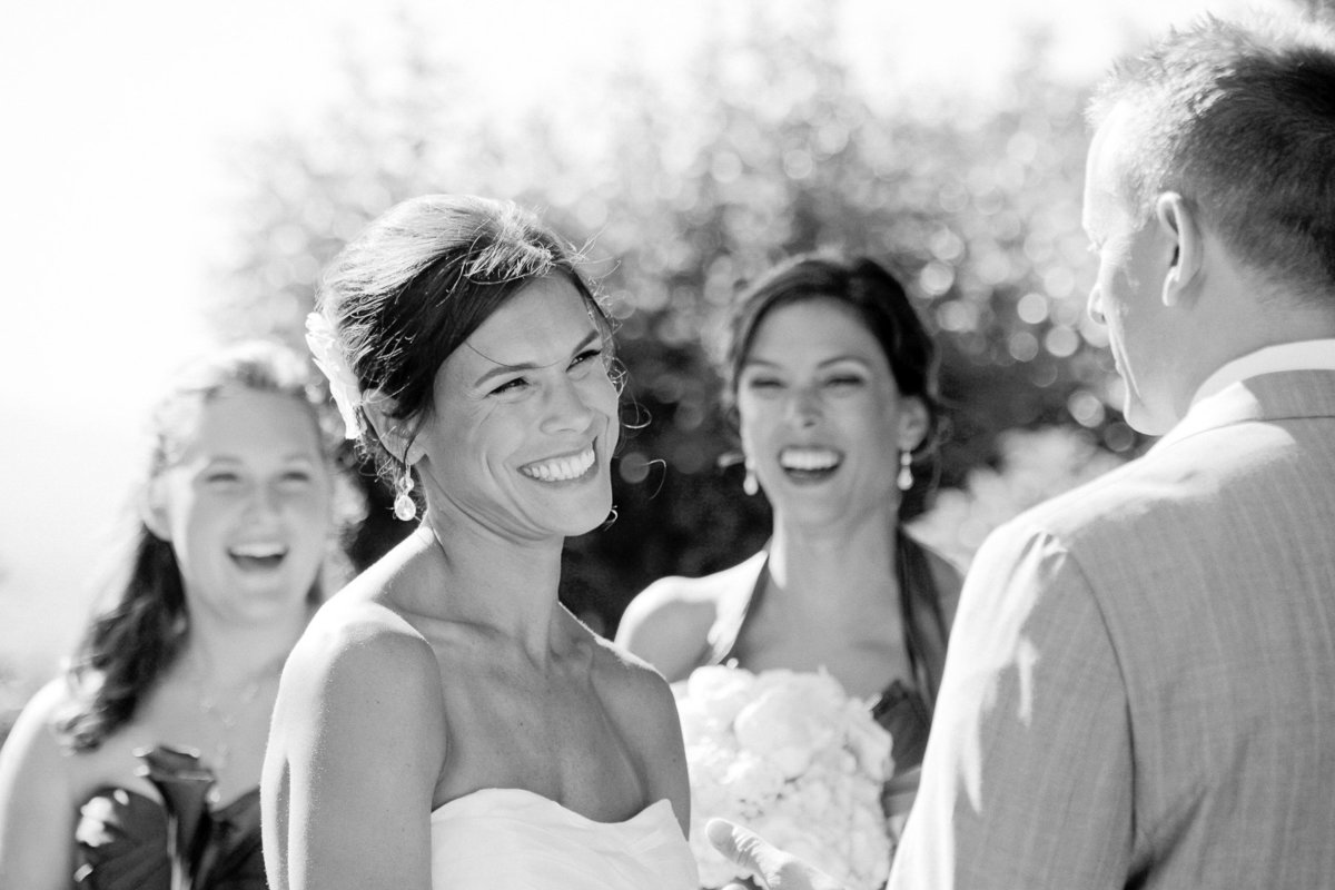 Black and white photo of couple during their outdoor ceremony at Maroon Winery in Napa