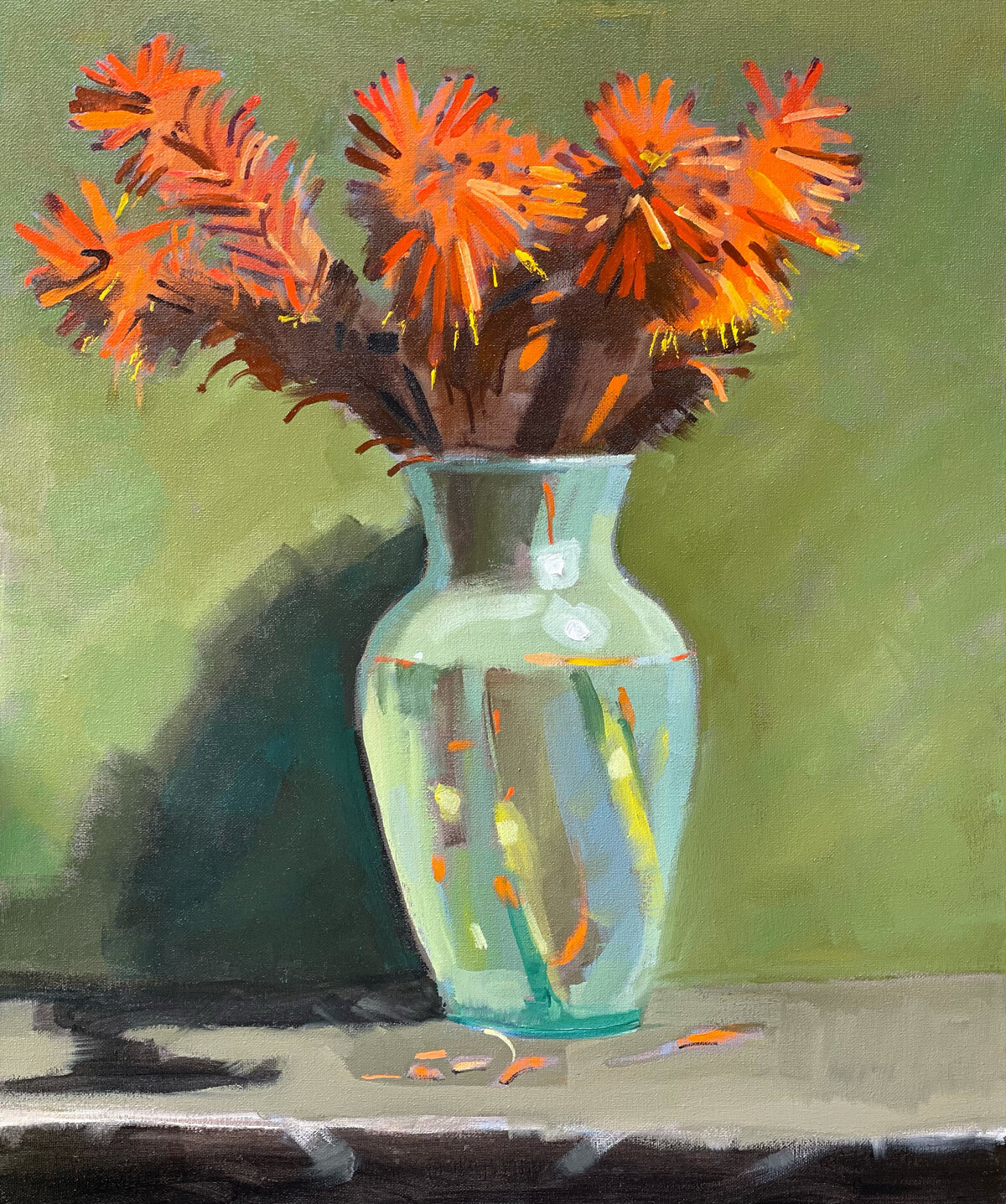 Floral-Aloe blooms in glass vase