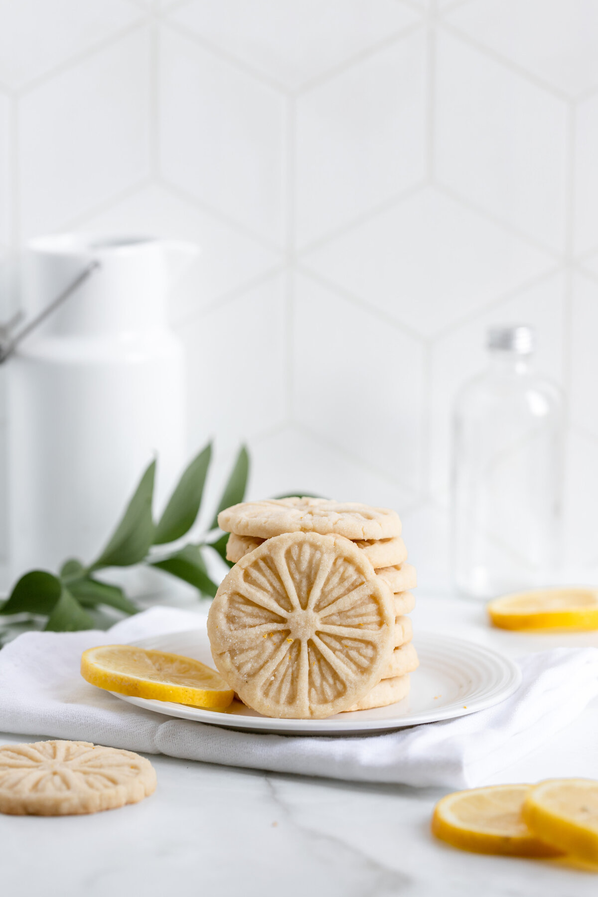 shortbread cookies stamped with a lemon design