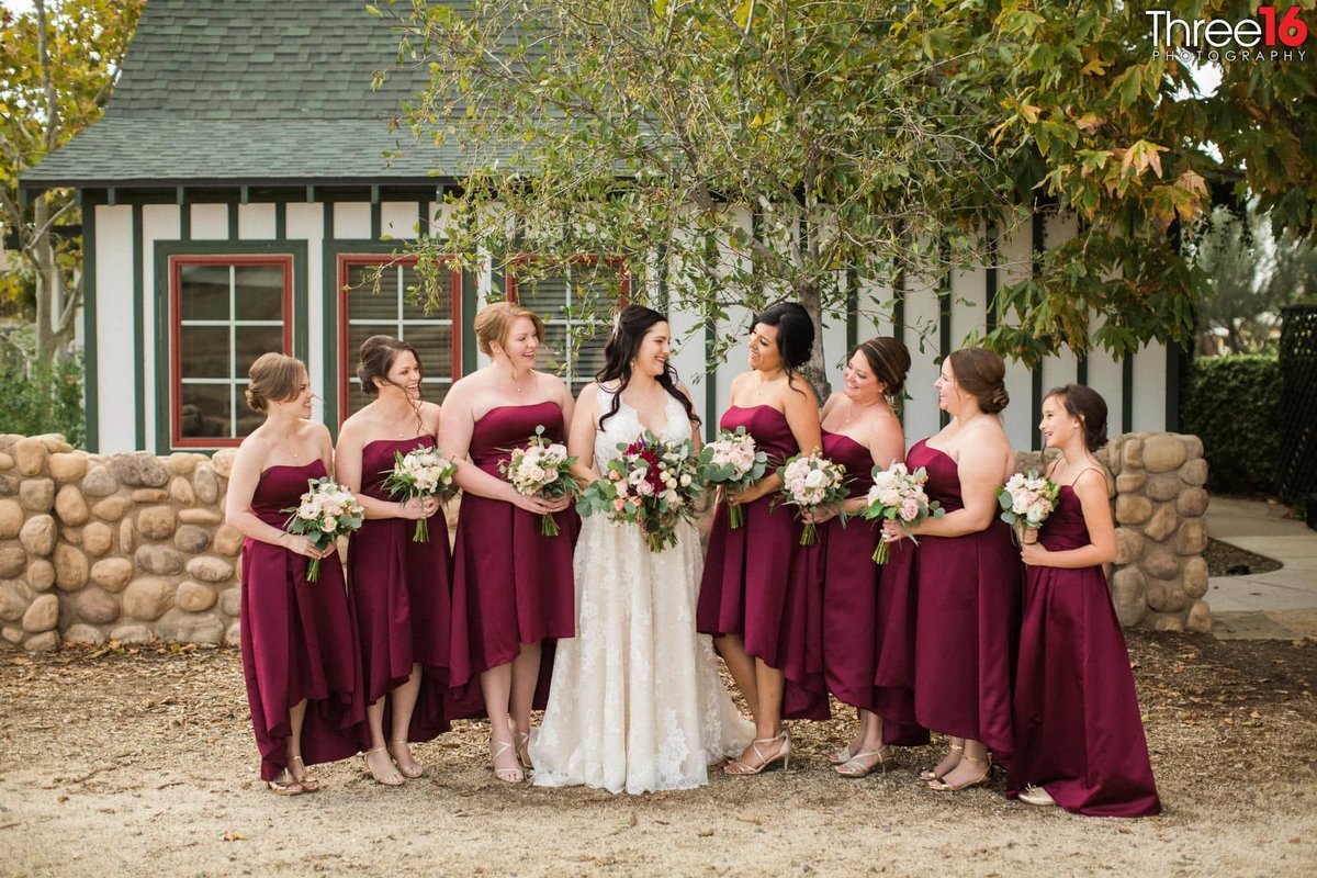 Bride and her Bridesmaids sharing a moment
