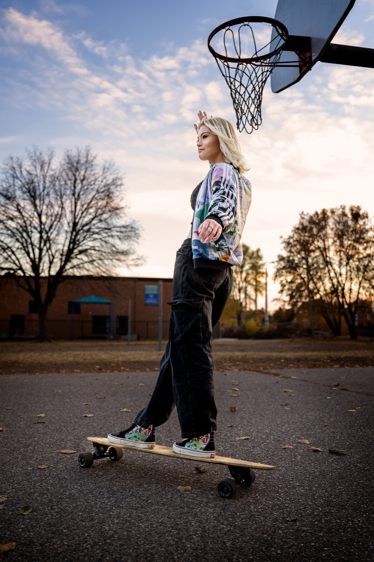 Lakeville Minnesota high school senior photo of girl on skateboard