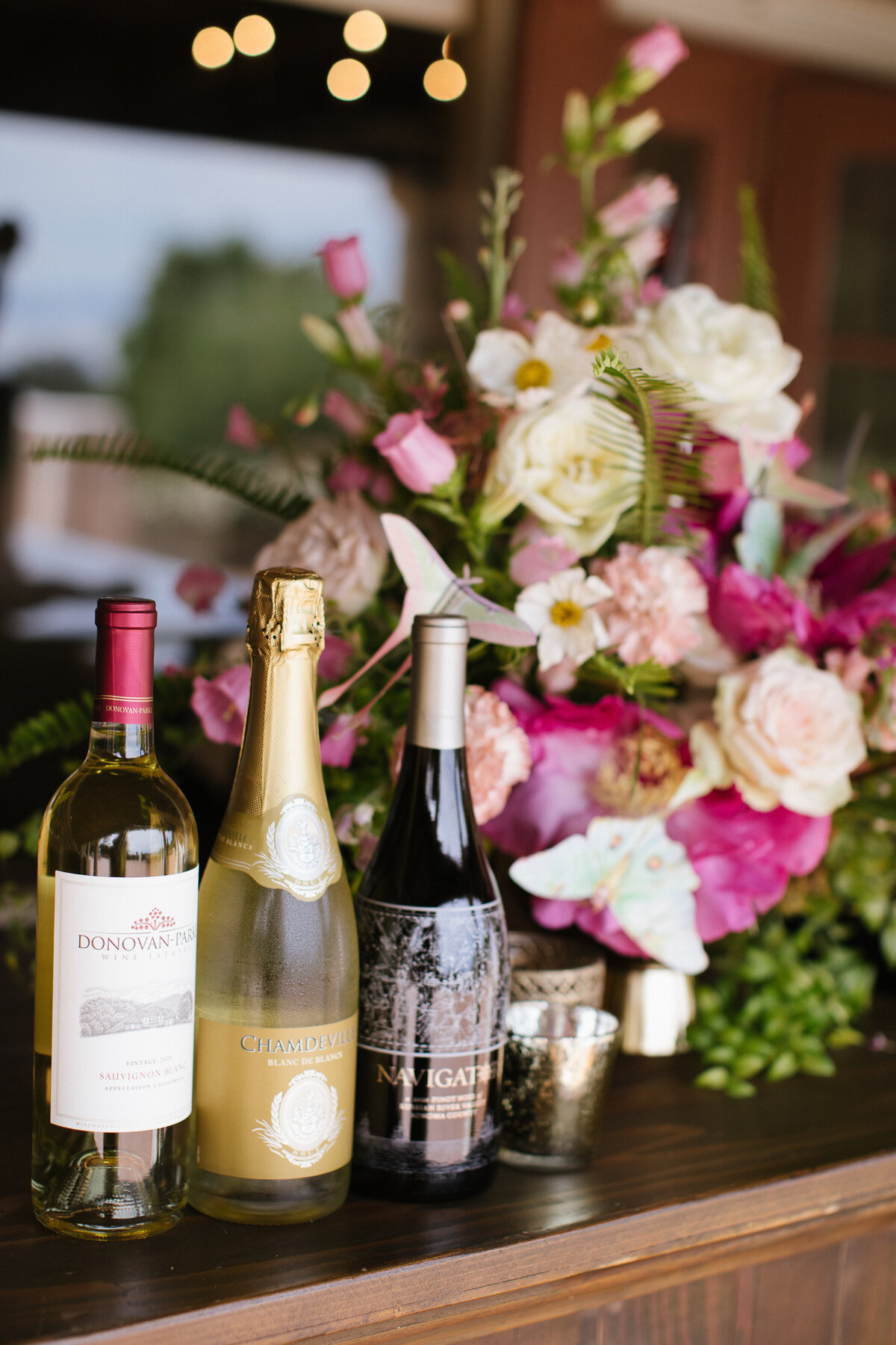 Wines and Flowers on a Bar