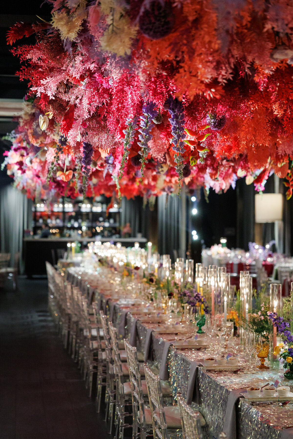 Luxury Chicago Wedding with Colorful Overhead Installation