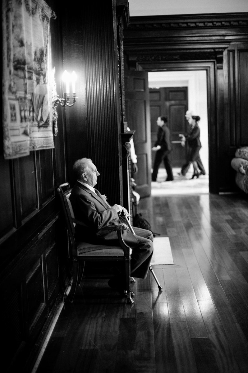 Grandpa waiting during a wedding in Long Island NY