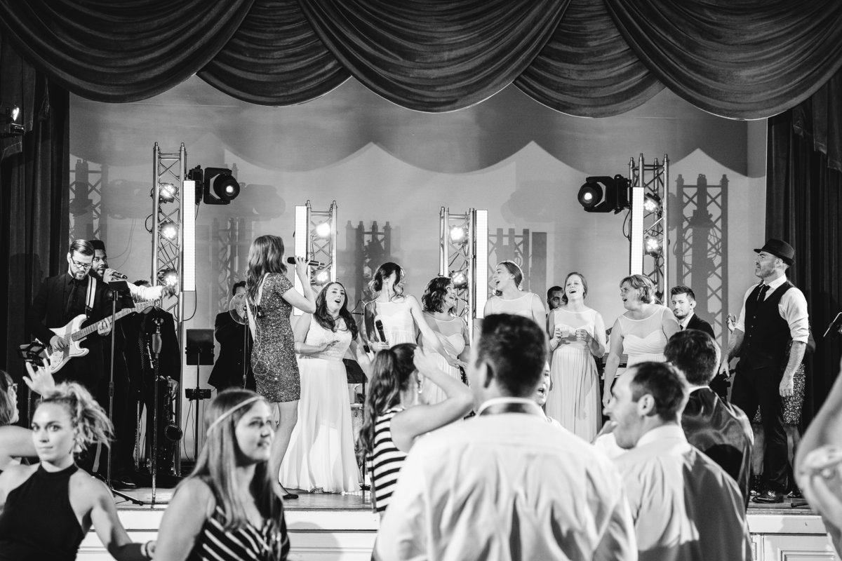 TFWC Mansion wedding photographer live band bride sings on stage Austin Texas