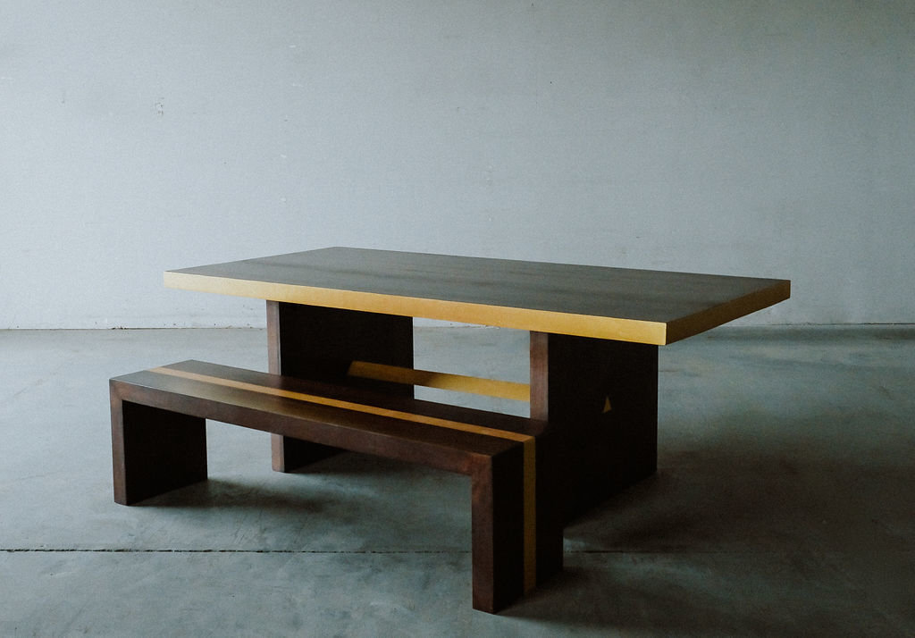 modern table with gold leaf
