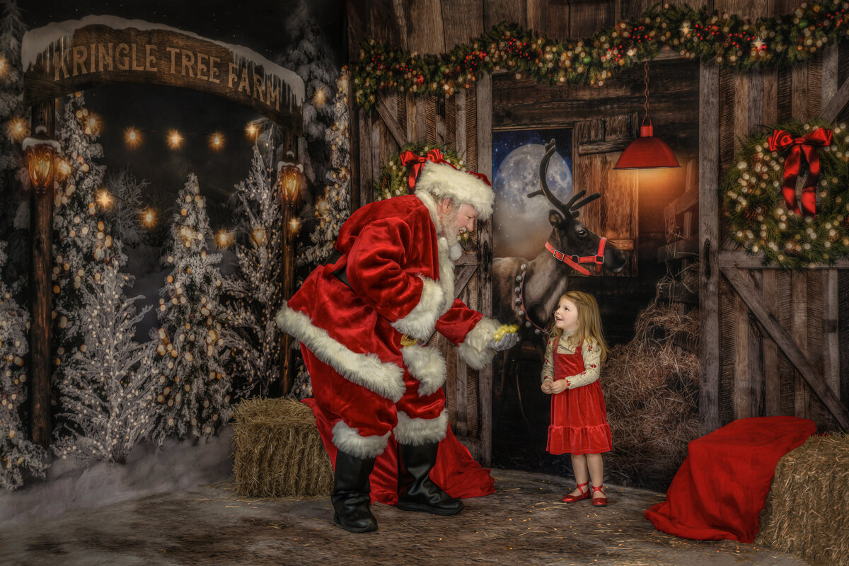 Santa gifting magical reindeer food to child